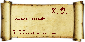 Kovács Ditmár névjegykártya